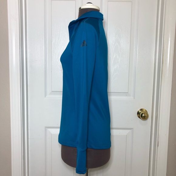 Adidas Womens Long Sleeve Techfit 1/2 Zip Tomb Hole Climawarm Blue Fitted Top S - Picture 5 of 15